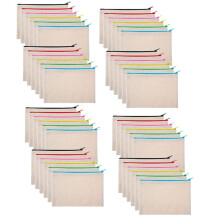 48Pcs Multipurpose Cosmetic Bag Makeup Pouches with Zipper Canvas Bag Pencil Pouch Travel Toiletry Bag for DIY Design
