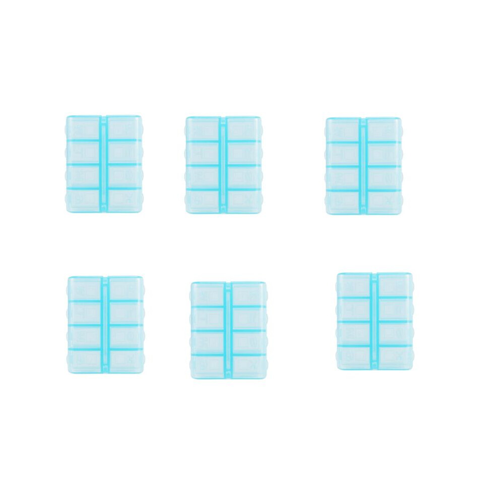 Istovo Blue 6X Plastic Rectangle 8 Compartments 7 Days Medicine Pill Box