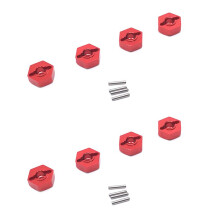 2set Aluminum Alloy 12mm Combiner Wheel Hub Hex Adapter for 104001 1/10 RC Car Upgrade Parts Accessories,Red