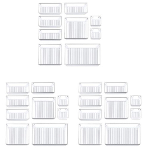 18 Pcs Clear Drawer Organizer Trays Assorted 4-Size Drawer Dividers, Versatile Storage Boxes Makeup Organiser Set