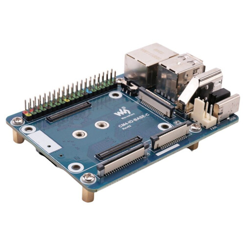 2X Waveshare Placa de ExpansióN CM4-IO-BASE-C para Raspberry Pi CM4 Placa de ExpansióN BáSica VersióN Avanzada RJ45+M.2 M KEY 1
