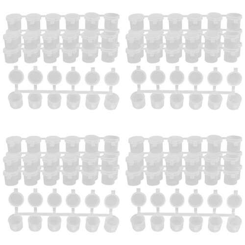 20 Strips 120 Pots Empty Paint Strips Paint Cup Pots, 10Ml/0.35Oz  Paint Pot Strips Clear Plastic Storage Containers