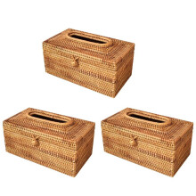 3X Papier Regal Rattan Tissue Box Elegante Dekoration Hand Gemachte Desktop Tissue Container Serviette Aufbewahrungs Koffer