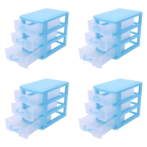 4X  Translucent Drawer Type Plastic Storage Box( 3 Layers)
