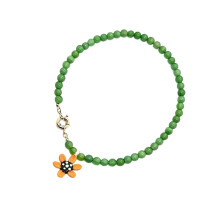 Collier de fleurs élégant artisanal en verre de pierre-Vert