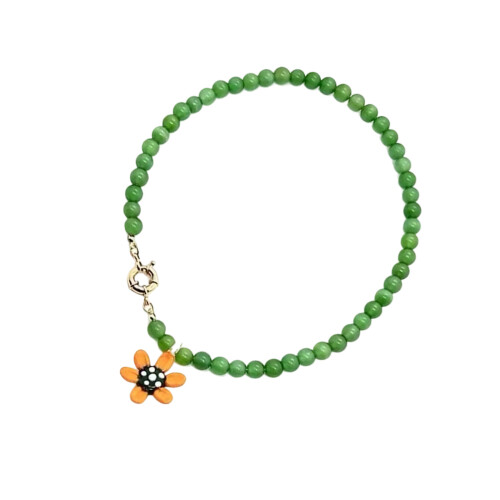 Collier de fleurs élégant artisanal en verre de pierre-Vert