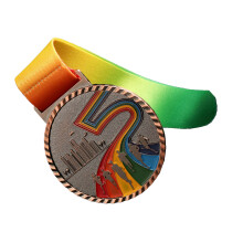 Copper Color Sports Medal with Ribbon High Hardness Zinc Alloy