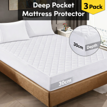 (Buy 3 (Save 40%), Single) Quilted Mattress Protector Single Double King Super King - Super Soft Microfiber Cover with Polyester Filling