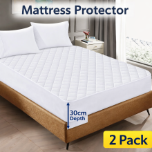 (Buy 2 (Save 30%), Super King) Quilted Mattress Protector Single Double King Super King - Super Soft Microfiber Cover with Polyester Filling