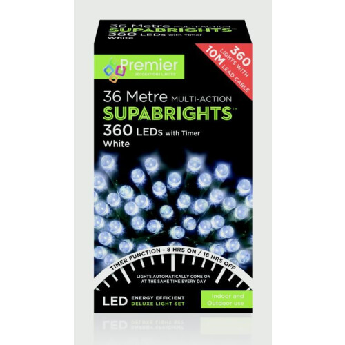 Premier Premier 360 LED SupaBrights Christmas Lights with Timer - Bright White