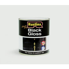 Rustins BLAGW1000 Gloss Paint Water Based Black 1 Litre