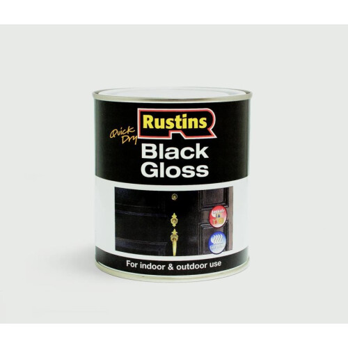 Rustins Rustins BLAGW1000 Gloss Paint Water Based Black 1 Litre