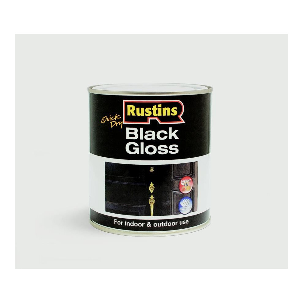 Rustins BLAGW1000 Gloss Paint Water Based Black 1 Litre