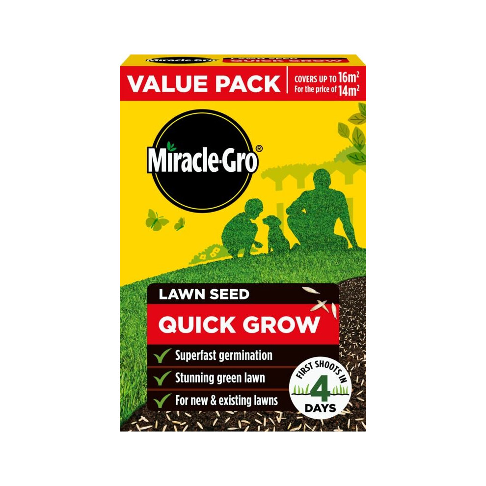Miracle-Gro Quick Grow Lawn Seed 16M2 Ryegrass Fast Grass Seed 480G
