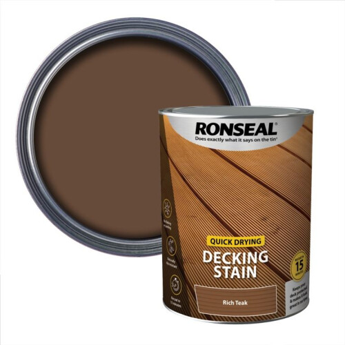 Ronseal Ronseal Quick Drying Decking Stain Rich Teak 5 litre 39087 1