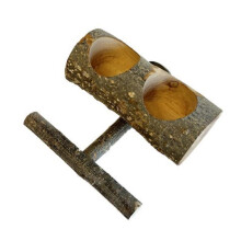 Parrot Feeder Stand Wooden Bowl Portable Bird Feed Bowl Parrots And Pigeons Compatible