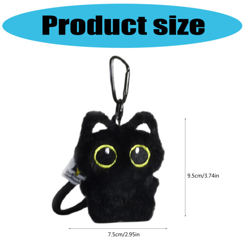 Playful Black Cat Plush Bag Charm Accessory-Rainbow sweater 2