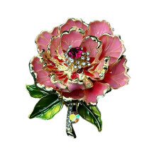 Broche pivoine élégante pour femmes, couleur vibrante, avec-Rose
