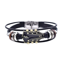 Handgemaakte armband Leren armband Mode Polsaccessoire-Zwart