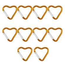 10pcs Heart Shaped Carabiner Keychains With Sturdy-Gold