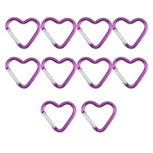 10pcs Heart Shaped Carabiner Keychain Accessory for-Purple
