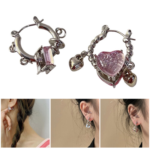 Boucles d'oreilles coeur rétro modernes portables pour les 1