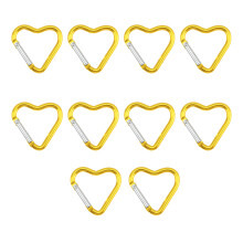 10pcs Heart Shaped Carabiner Keychain Accessory for-Yellow