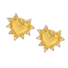 Fashionable Heart Zirconia Jewelry-Gold-color earrings