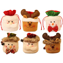 Sachets cadeaux décoratifs réutilisables, en velours doux de haute qualité, motif 3D, pour les décorations de Noël, fermeture à cordon.