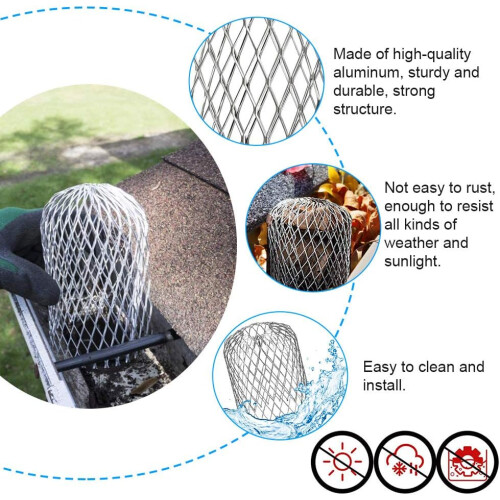 Weather Resistant Gutter Strainer, Flexible Expandable Construction for Downspout Protectors, Leaf Filter Ensuring Easy Installation and Durability, A 1