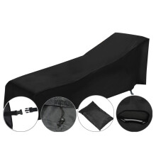 Chaise Lounge Cover, Durable Polyester Fabric, Waterproof Sun Lounger Cover, Black, Perfect for Outdoor Lounges