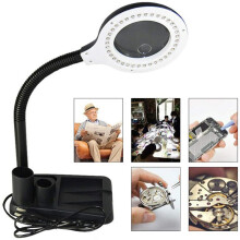 Loupe à LED basse consommation, éclairage LED tactile réglable, loupe avec lumière, lentille supplémentaire intégrée, pour les amateurs et les