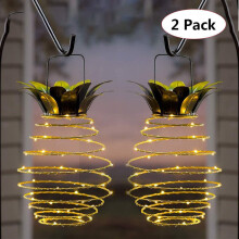 Decoração externa sem custo de energia elétrica, luzes solares em formato de abacaxi, eficientes e à prova d'água, com acendimento automático,