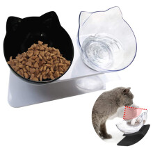Upphöjda kattskålar med upphöjt stativ för bekväm utfodring, sneda designade transparenta skålar främjar enkel matsmältning för katter och