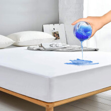 (Pack of 1, Double) Waterproof Mattress Protector - Terry Towel Fitted Bed Cover 30cm Deep - Stretchable Elastic Mattress Cover