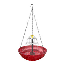 Bird Bath Large Outdoor Hanging Solar Powered 9.25x9.25x19.69 Inches Red