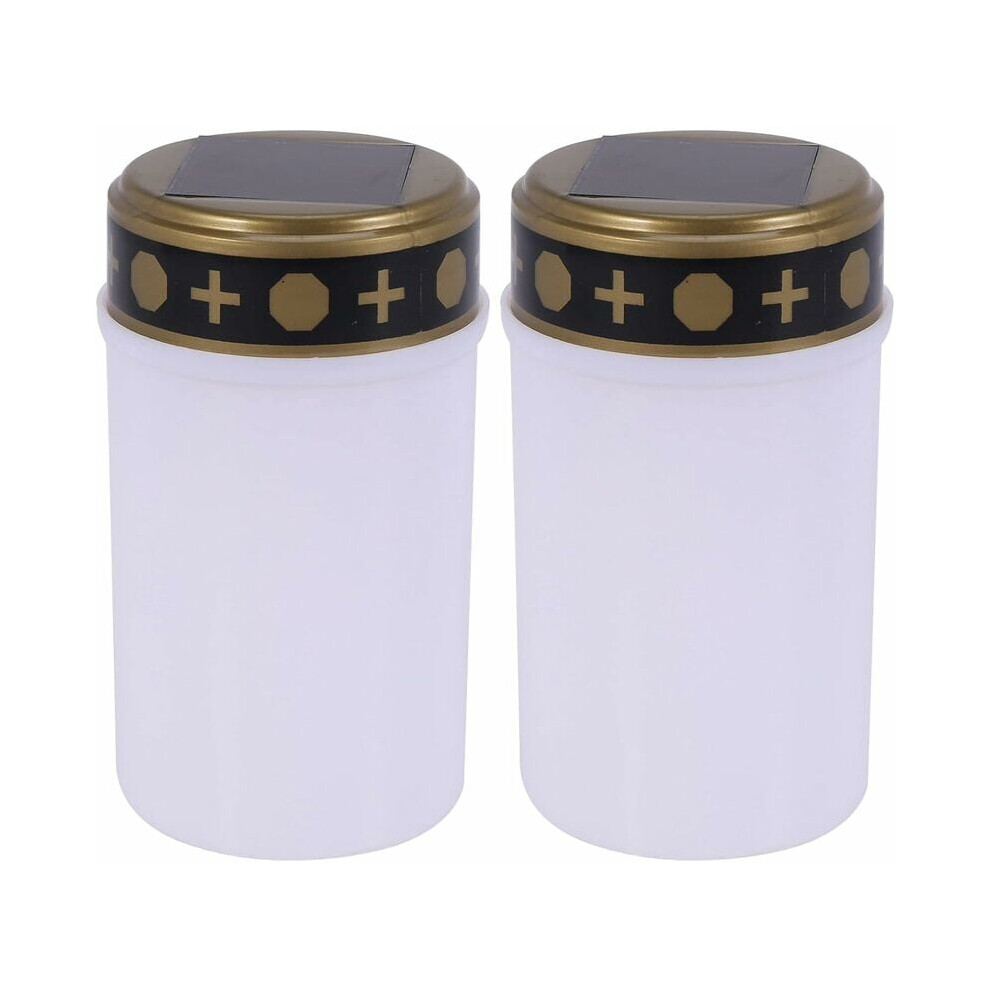 Flickering Light For Outdoor Cemetery Decor, Solar Grave Lights With Automatic Dusk Activation, Waterproof Material, Electronic Led Candle For Serene 9340959638840