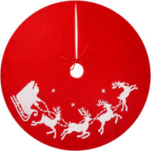 Jupe de sapin de Noël, motif coloré, imprimé offset Père Noël et rennes, en feutrine douce pour la décoration intérieure et extérieure,