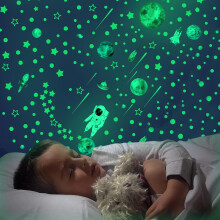 Adesivos de parede com tema de galáxia, estrelas que brilham no escuro para teto, decoração espacial, decoração para quarto infantil, tema