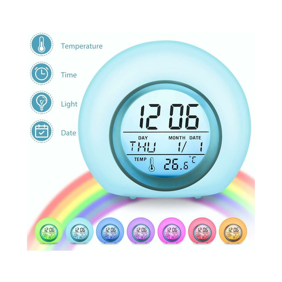 Cute Decoration for Children's Room, 12/24H Formats & Digital Calendar, Easy to Set Digital Alarm Clock, Snooze Function, Battery Operated,