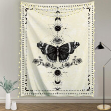 Bohemsk stildekor, levende farger, klart bilde, maskinvaskbart, bohemsk sommerfugldesign, himmelske og blomsterelementer for soverom, stue, sovesal