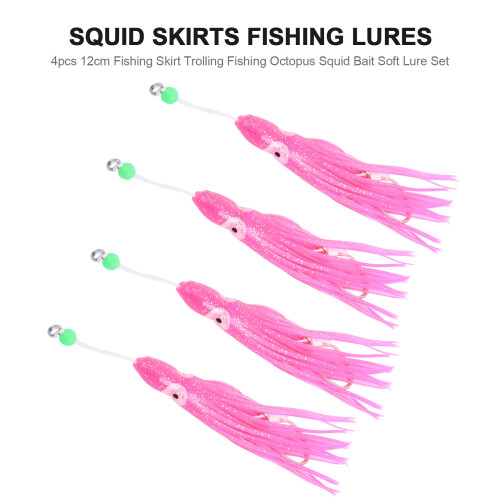 4Stk PVC Squid Skirts Angelköder Pink Bionic Fischköder Zum Angeln 2