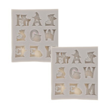 6 Silikon Buchstabenform Halloween Mit Kürbis-Design Hellgrau