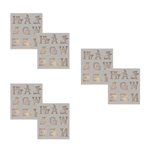 6 Silikon Buchstabenform Halloween Mit Kürbis-Design Hellgrau 2