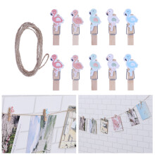 10Stk Holz Clip Flamingo Kreativ Bunt Mini Clips Für Foto