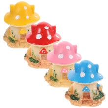 16Stk Kleine Pilzhaus Figuren Resin Dekorative Bunt Gestaltet