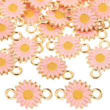 200Stk Handgemachte Schmuckanhänger Blumenform Alloy Pink Accessoires