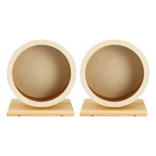2Stk Hamsterrad Aus Holz Leise Mit Komfortabler Korkoberfläche Beige