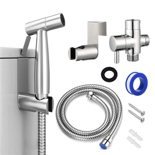 1Jgo Aspersor Bidé Para Inodoro Acero Inoxidable Resistente Y Práctico 2
