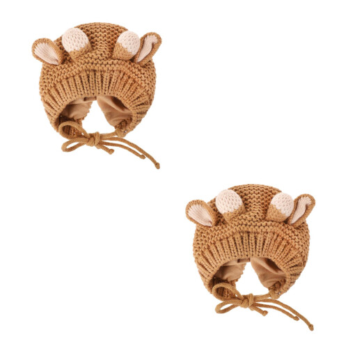 2Ud Sombrero Bebé Orejeras Acrílico Café Cálido 2